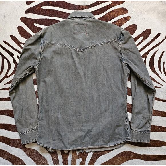 Christian Audigier Pearl Button Americana Denim Shacket Shirt Size L - Picture 2 of 5